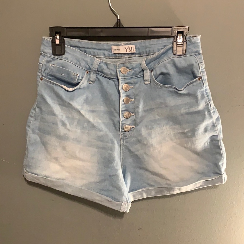 YMI High Rise button up shorts